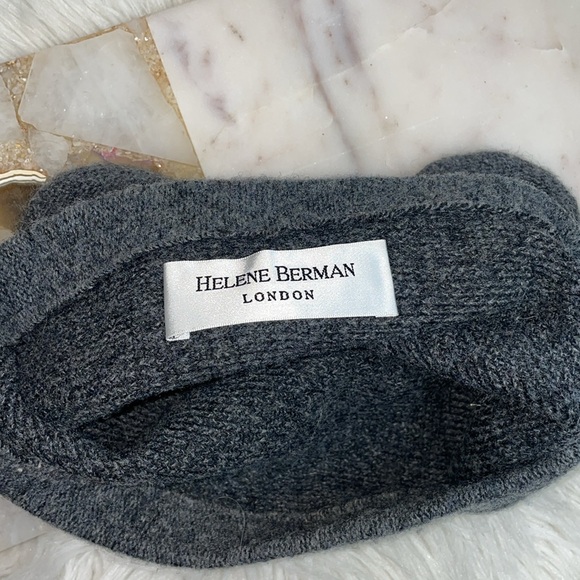 HELENE BERMAN  Studded Wool Blend Teddy Bear Hat Gray Women Beanie Italy - Picture 3 of 3